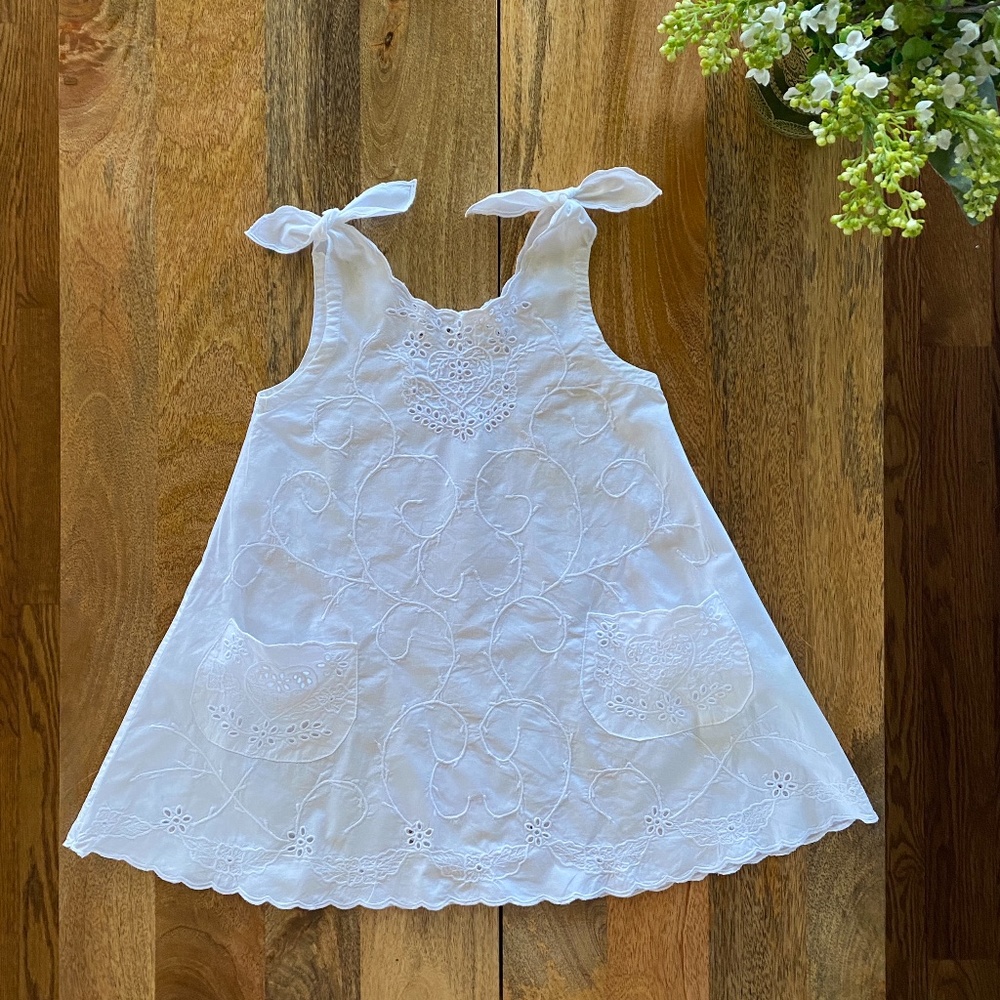 Toddler Girl Cotton Lace White Summer Shift Dress